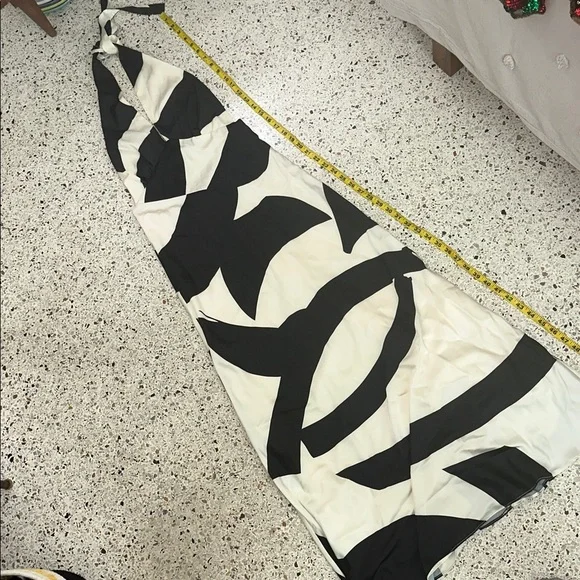 Bardot Citron black ivory halter midi dress back zip satin 4 s small - Picture 9 of 11